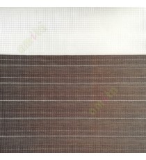Dark brown color horizontal stripes textured finished background with transparent net finished fabric zebra blind